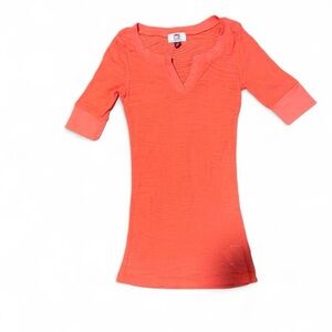 Vintage Y2K long fitted orange LEI t shirt small